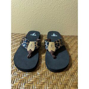 Corkys Leopard Print Womens Flip Flops  Size 6